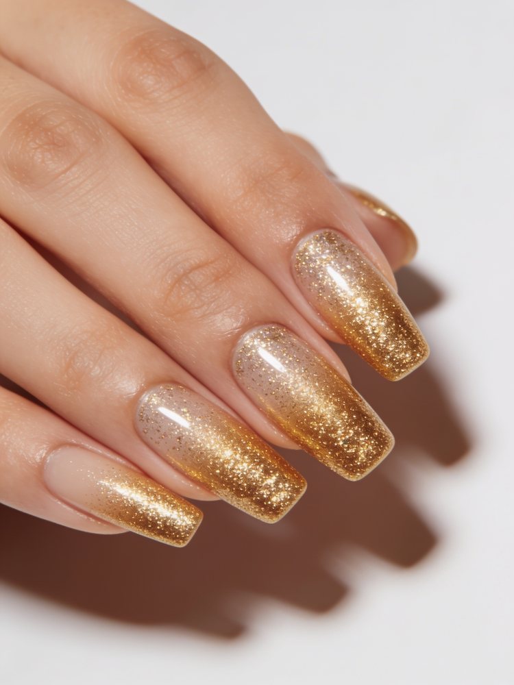 Glitter gradient in gold