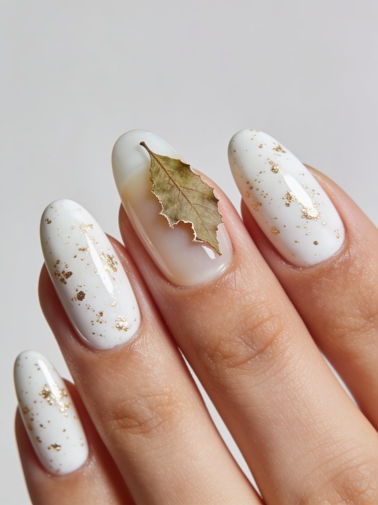 White with gold flecks