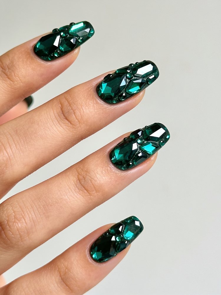 Deep green with a crystal