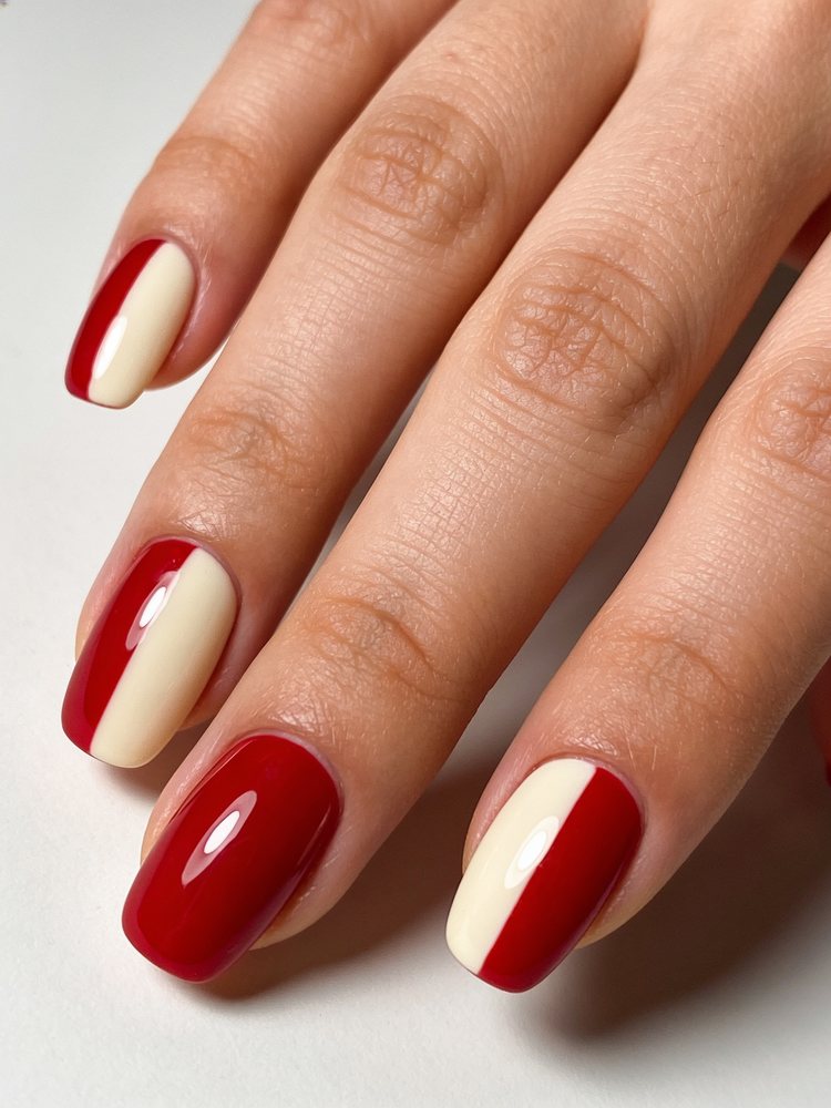 Red and cream alternating