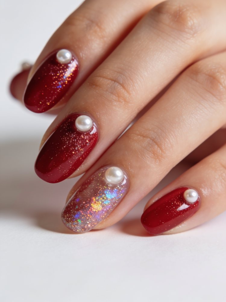 Pearl over red