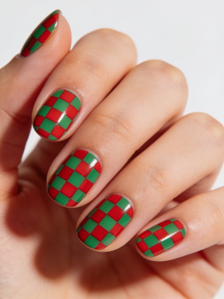 Checkerboard in red and green